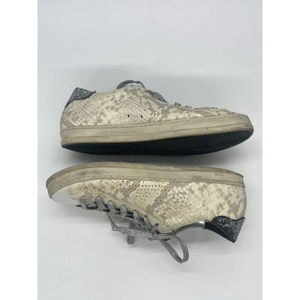 P448 John Women's Sneakers Sz 39 Leather Snake Print Shoes‎ Designer Casual